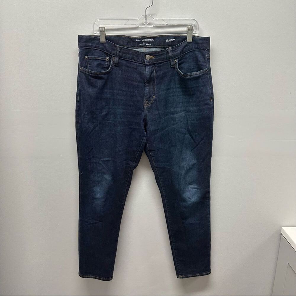 Banana Republic Travel Jeans | Men's Dark Navy Blue Straight Fit 35x30 - Picture 5 of 9
